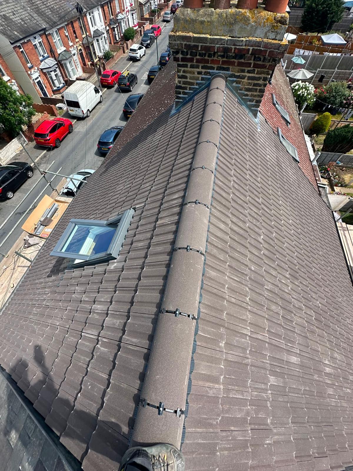 Skylight installation on tiled roof