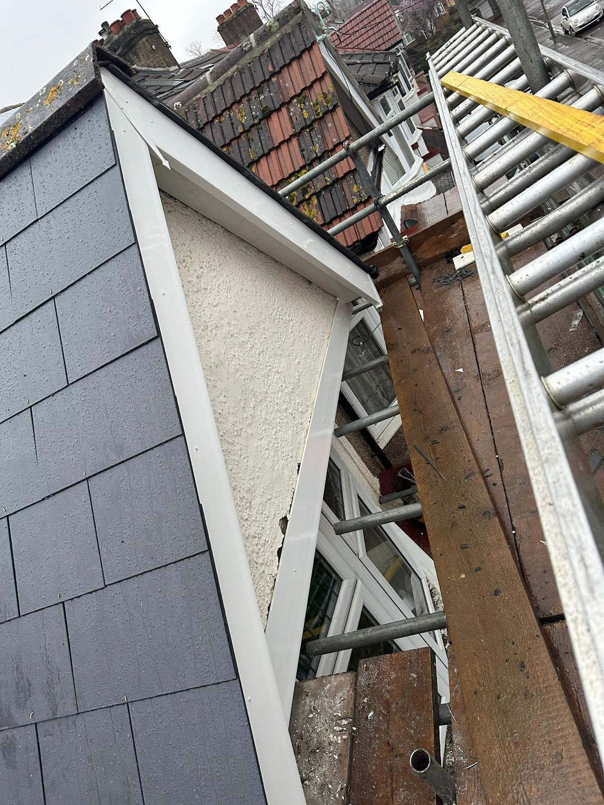 Slate roofing with new fascia boards